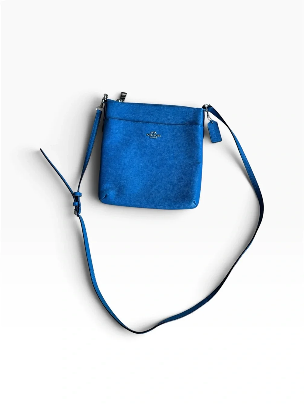 Coach Cobalt Blue Crossgrain Leather Crossbody Bag Silver Hardware